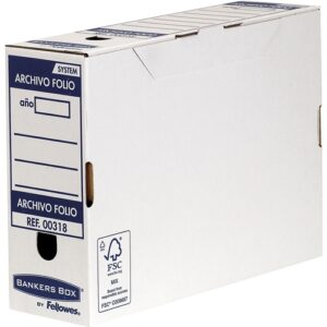 Fellowes Bankers Box Caja de Archivo Definitivo Automontable 100mm Folio - Cierre con Lengüeta - Area de Etiqueta en Tapa y Lomo - Carton Reciclado Certificacion FSC