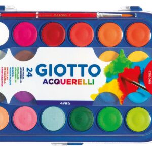 Giotto Estuche de 24 Acuarelas de 30mm + Pincel - Colores Brillantes