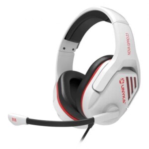 Unykach Gaming Nova Gpro White 2.1 Auriculares con Microfono Ajustable - Diadema Ajustable - Almohadillas Acolchadas - Controles en Cable - Cable de 1.20m - Color Blanco