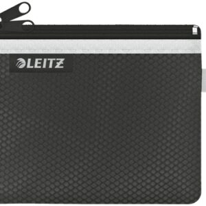 Leitz WOW Bolsa Porta-Todo Pequeña 2 Compartimentos - Tamaño 105x6x140mm - Lavable y Duradera - Cierre de Cremallera - Color Negro